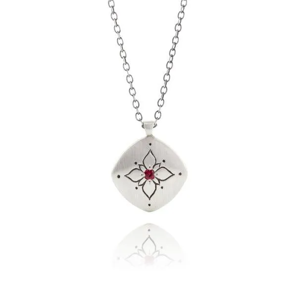 Lotus Cushion Ruby Pendant