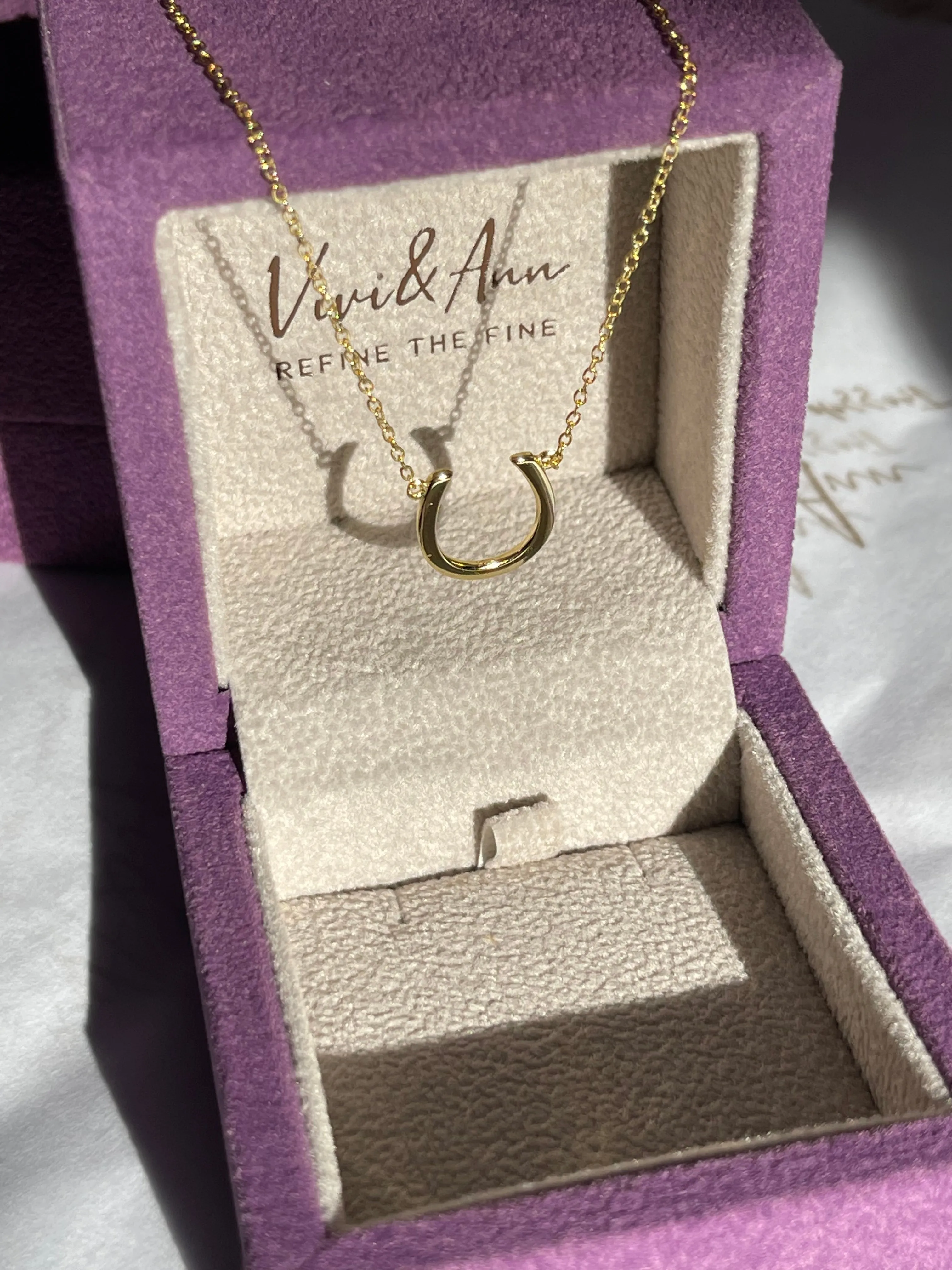 Lucky Horseshoe Necklace 18K Yellow Gold over Sterling Silver