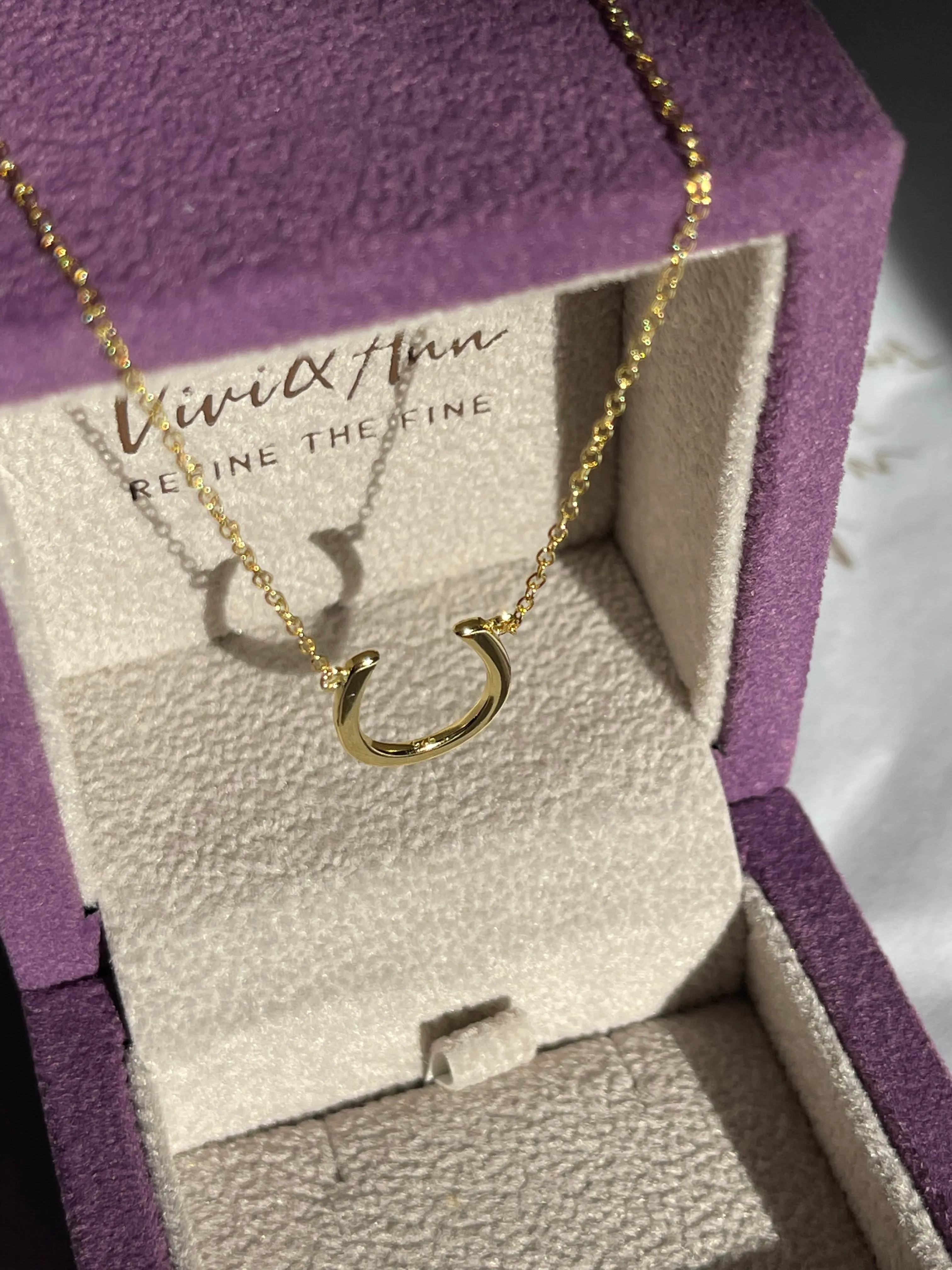 Lucky Horseshoe Necklace 18K Yellow Gold over Sterling Silver