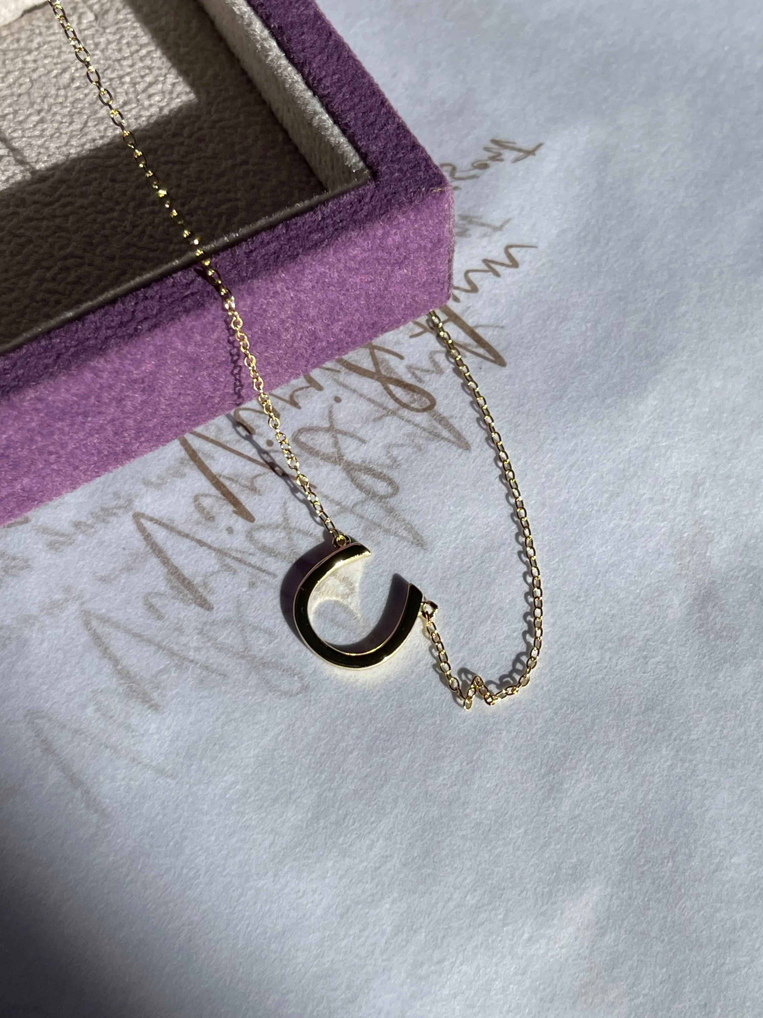 Lucky Horseshoe Necklace 18K Yellow Gold over Sterling Silver