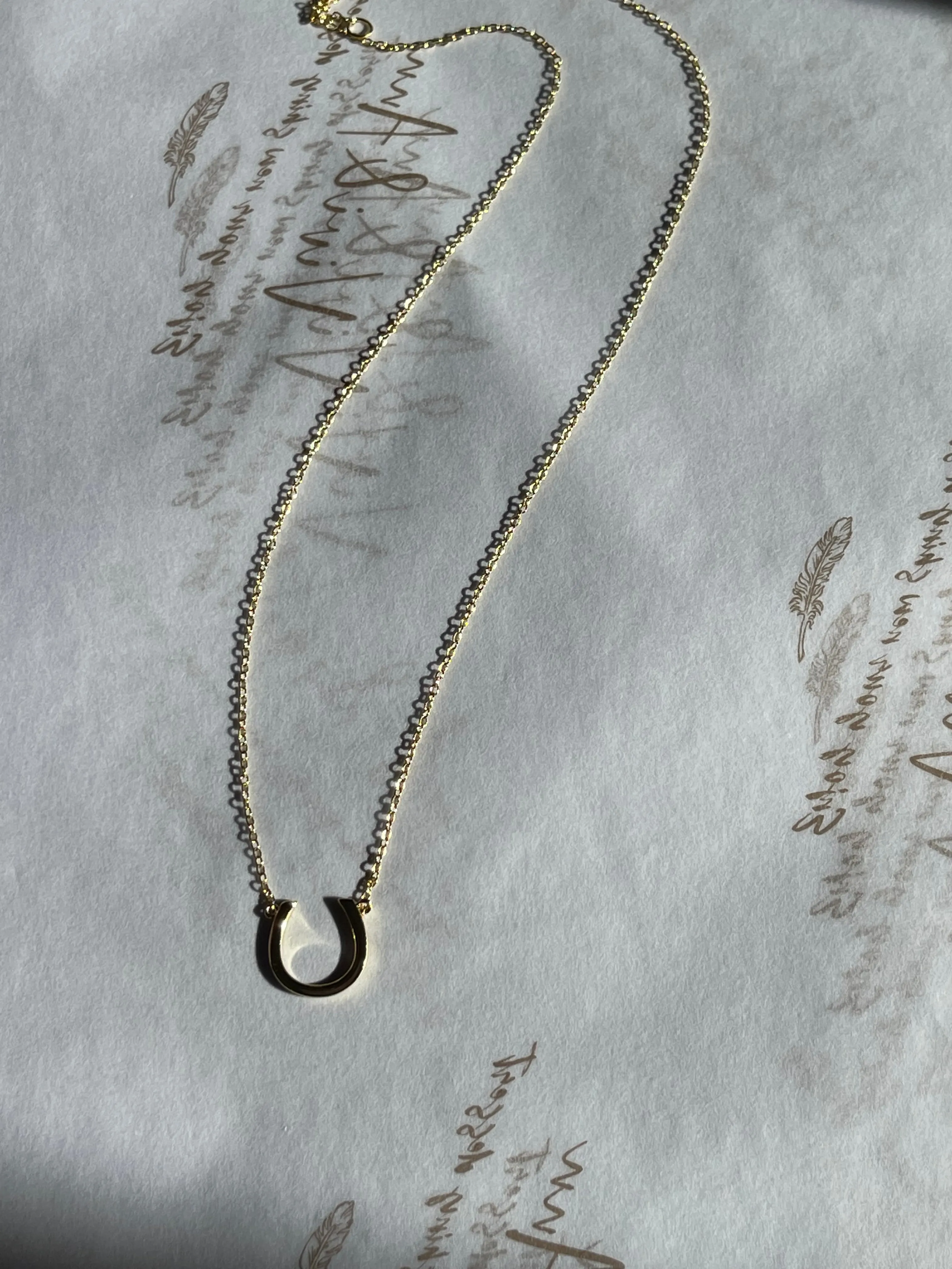 Lucky Horseshoe Necklace 18K Yellow Gold over Sterling Silver