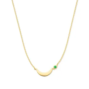 Luna 925 sterling silver gold plated necklace with green zirconia stone