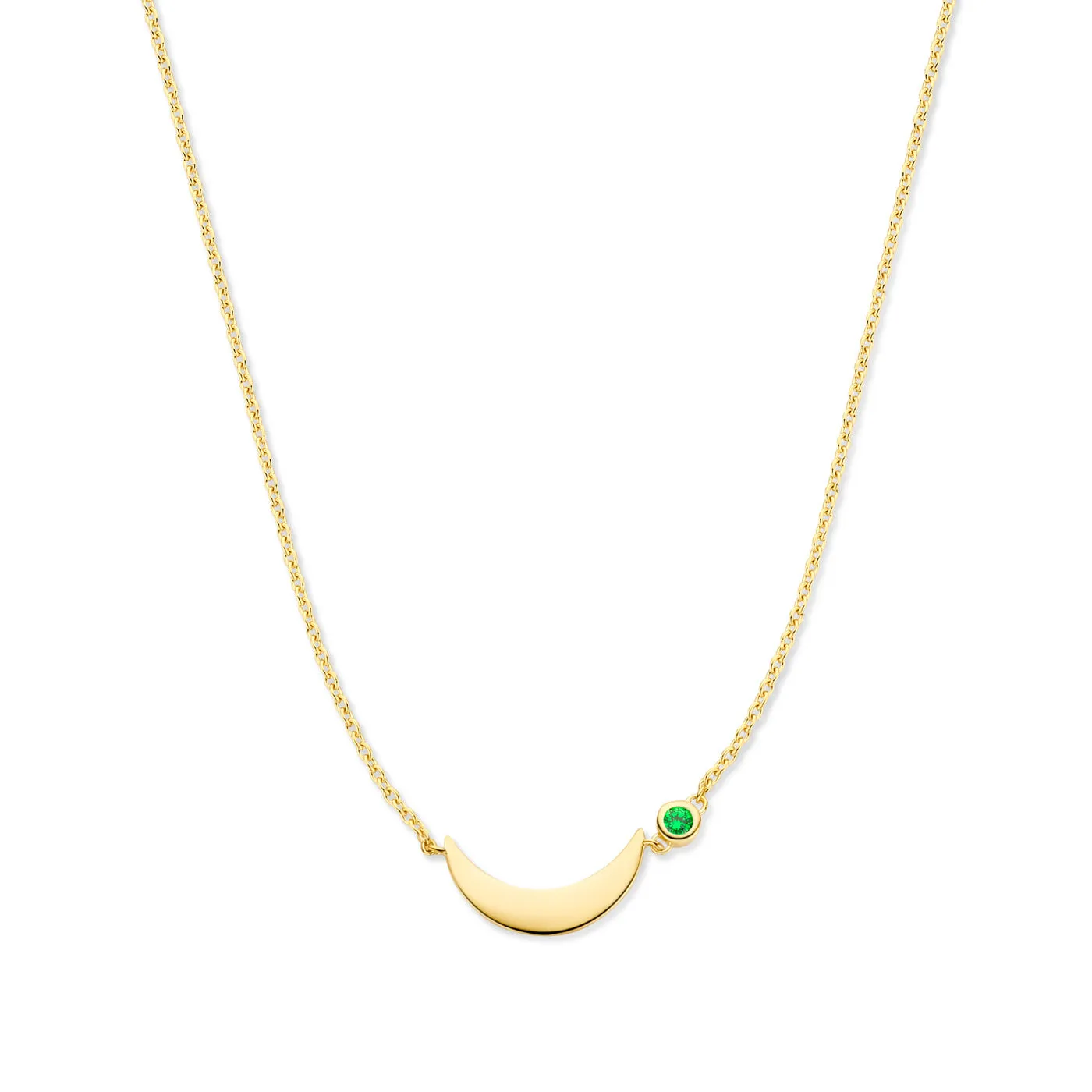 Luna 925 sterling silver gold plated necklace with green zirconia stone