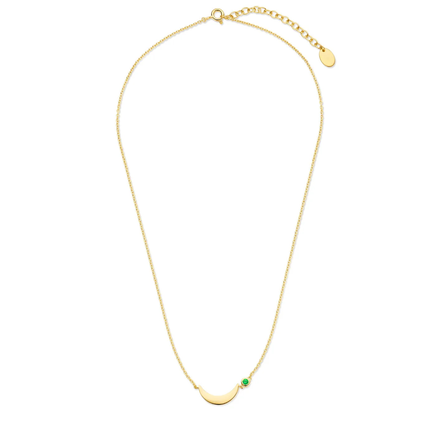 Luna 925 sterling silver gold plated necklace with green zirconia stone