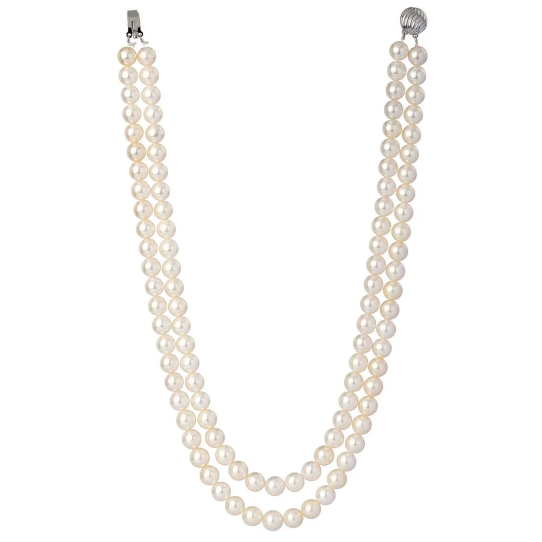 Luster Two-Line Akoya White Pearl Necklace