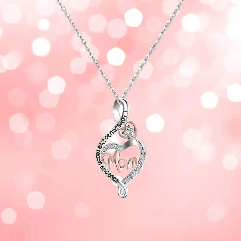 Luxurious Diamond Heart Pendant Necklace For Mom Jewelry