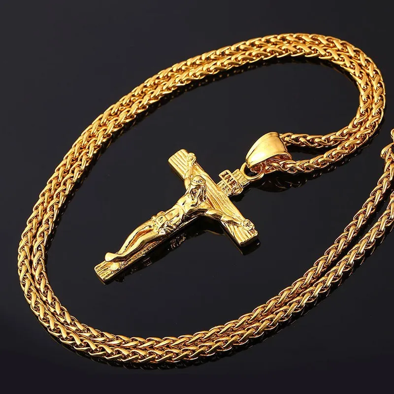 Luxury Charming Gold Cross Chain Necklace For Women Men