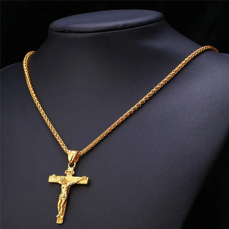 Luxury Charming Gold Cross Chain Necklace For Women Men