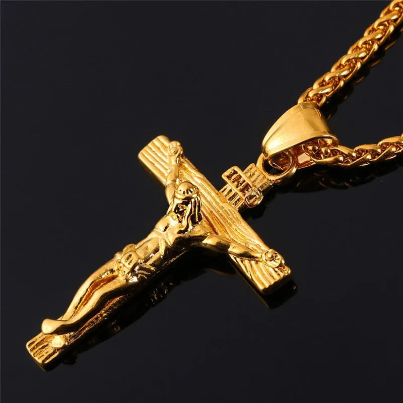 Luxury Charming Gold Cross Chain Necklace For Women Men