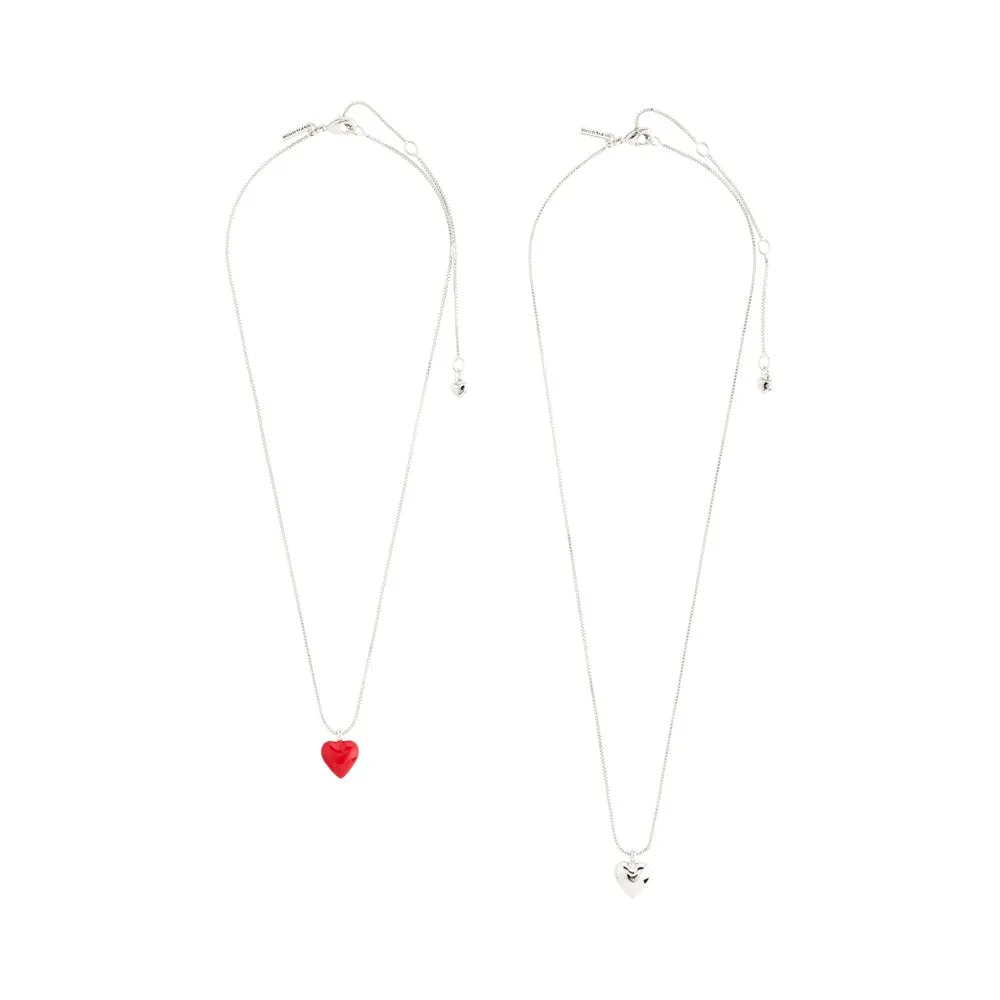 Maeve Recycled Necklace 2 In A Set - Silver Plated - Red