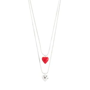 Maeve Recycled Necklace 2 In A Set - Silver Plated - Red