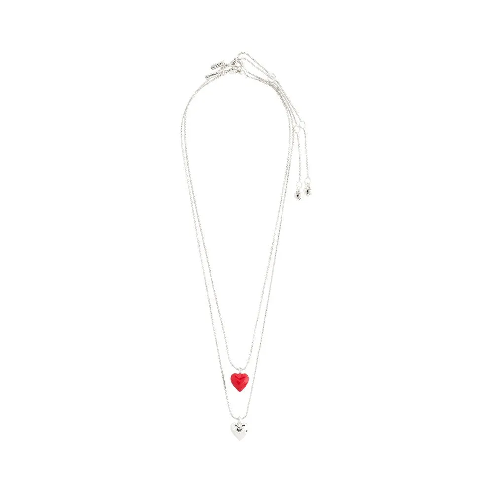 Maeve Recycled Necklace 2 In A Set - Silver Plated - Red