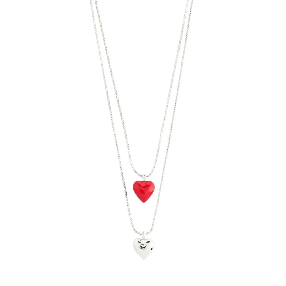 Maeve Recycled Necklace 2 In A Set - Silver Plated - Red