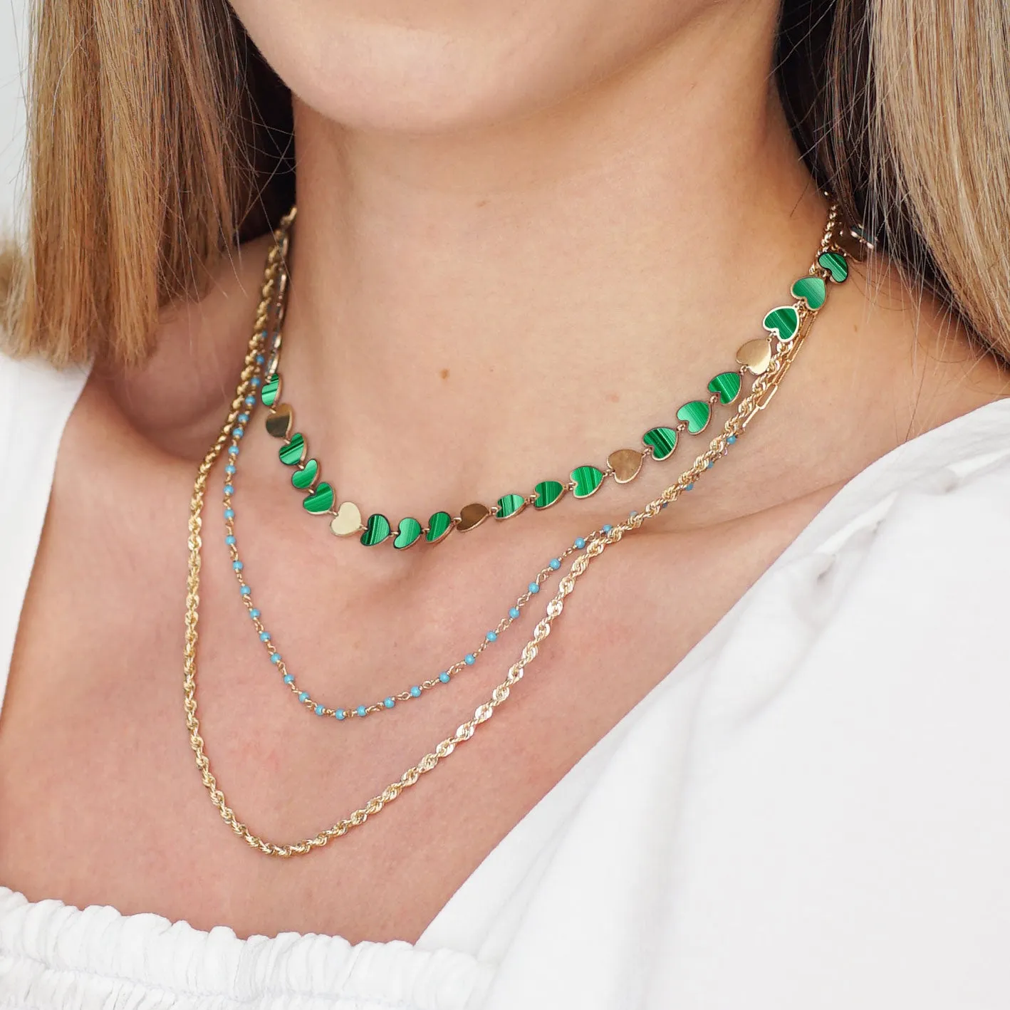 Malachite and Gold Heart Necklace