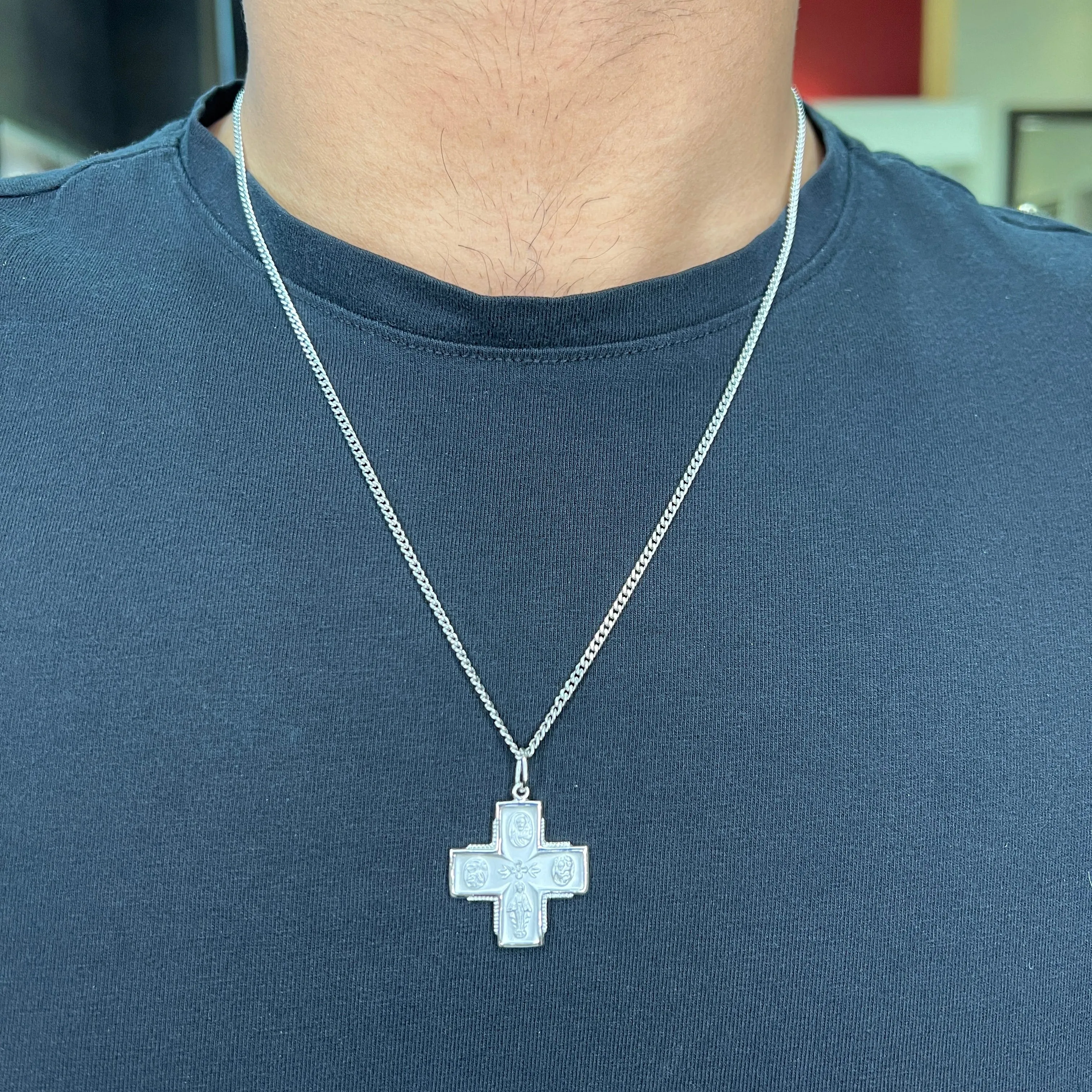 Marathon Stainless Steel 4 - Way Medal Necklace 20"