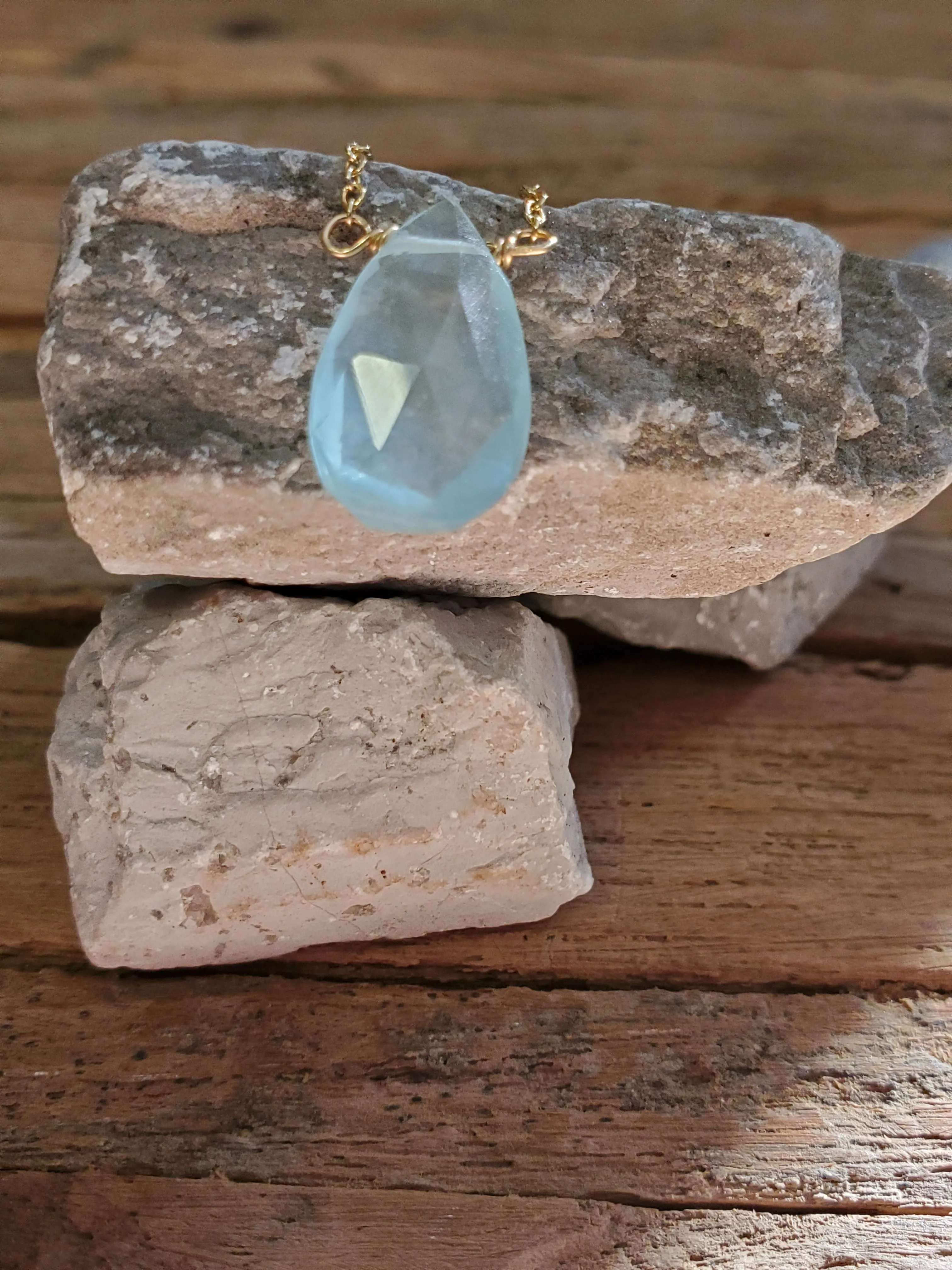 March Birthstone Gold-Filled Necklace (Aquamarine)
