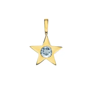 Matte Gold Vermeil Star Birthstone Charm - March / Aquamarine