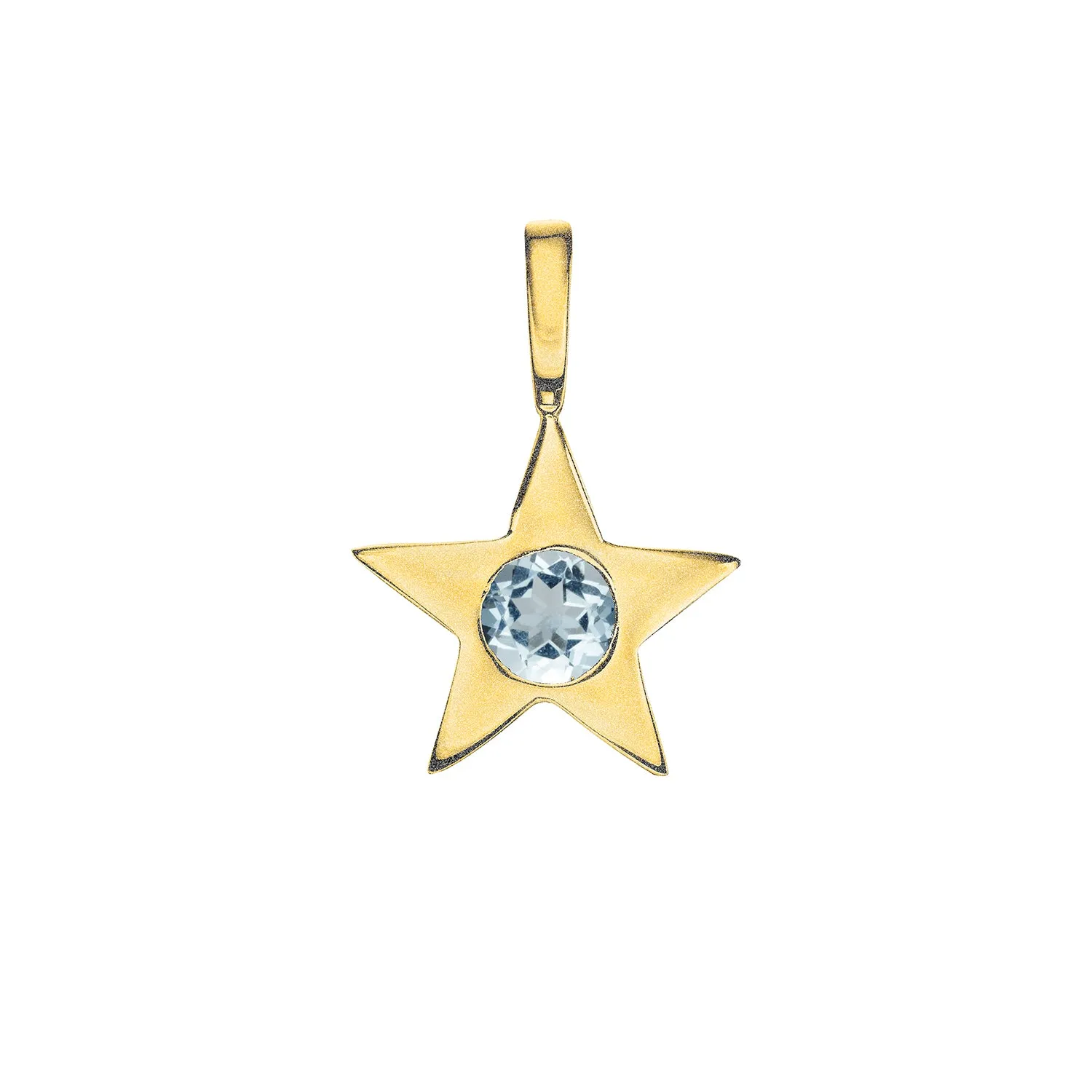 Matte Gold Vermeil Star Birthstone Charm - March / Aquamarine