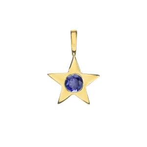 Matte Gold Vermeil Star Birthstone Charm - September / Iolite