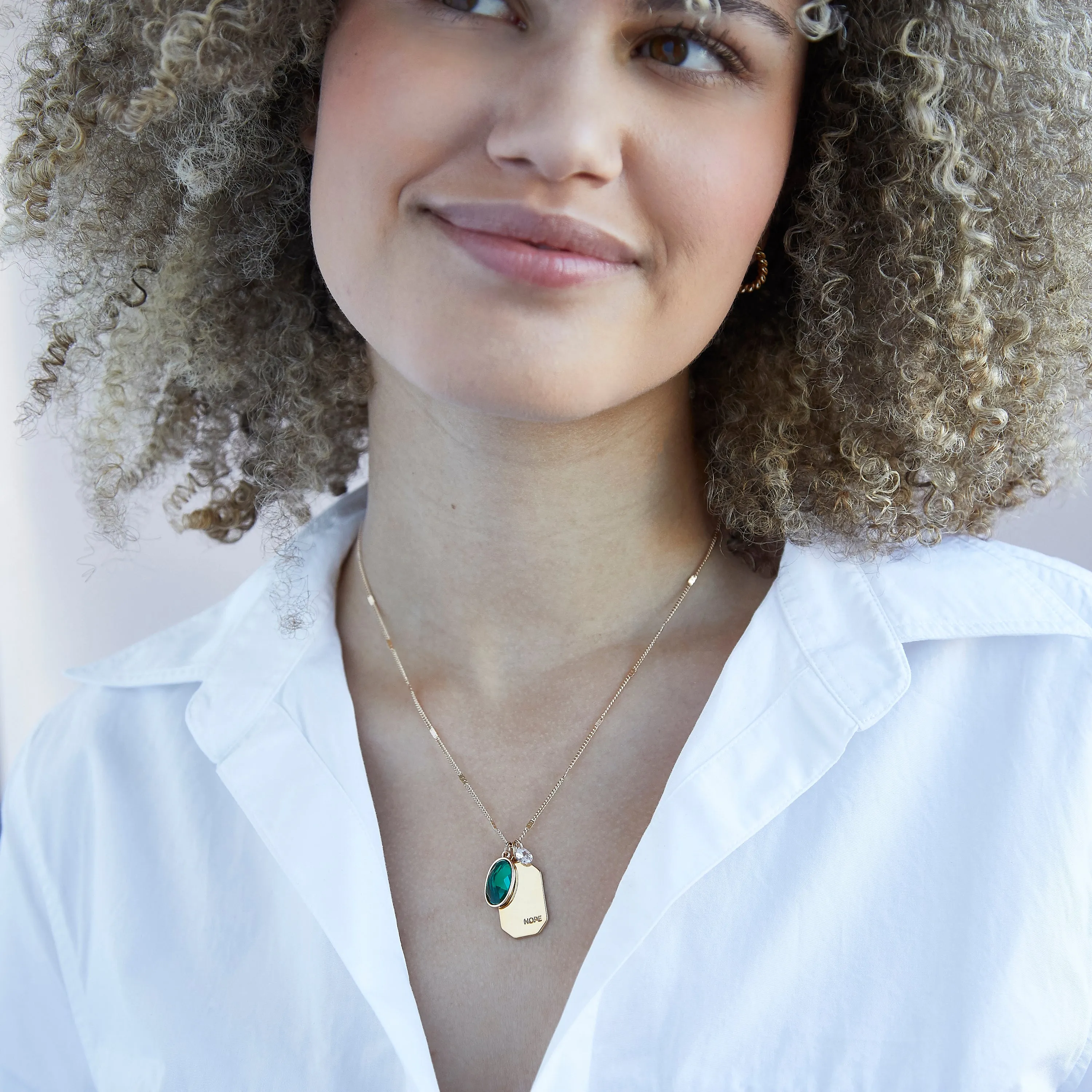 May Birthstone Necklace in Gold
