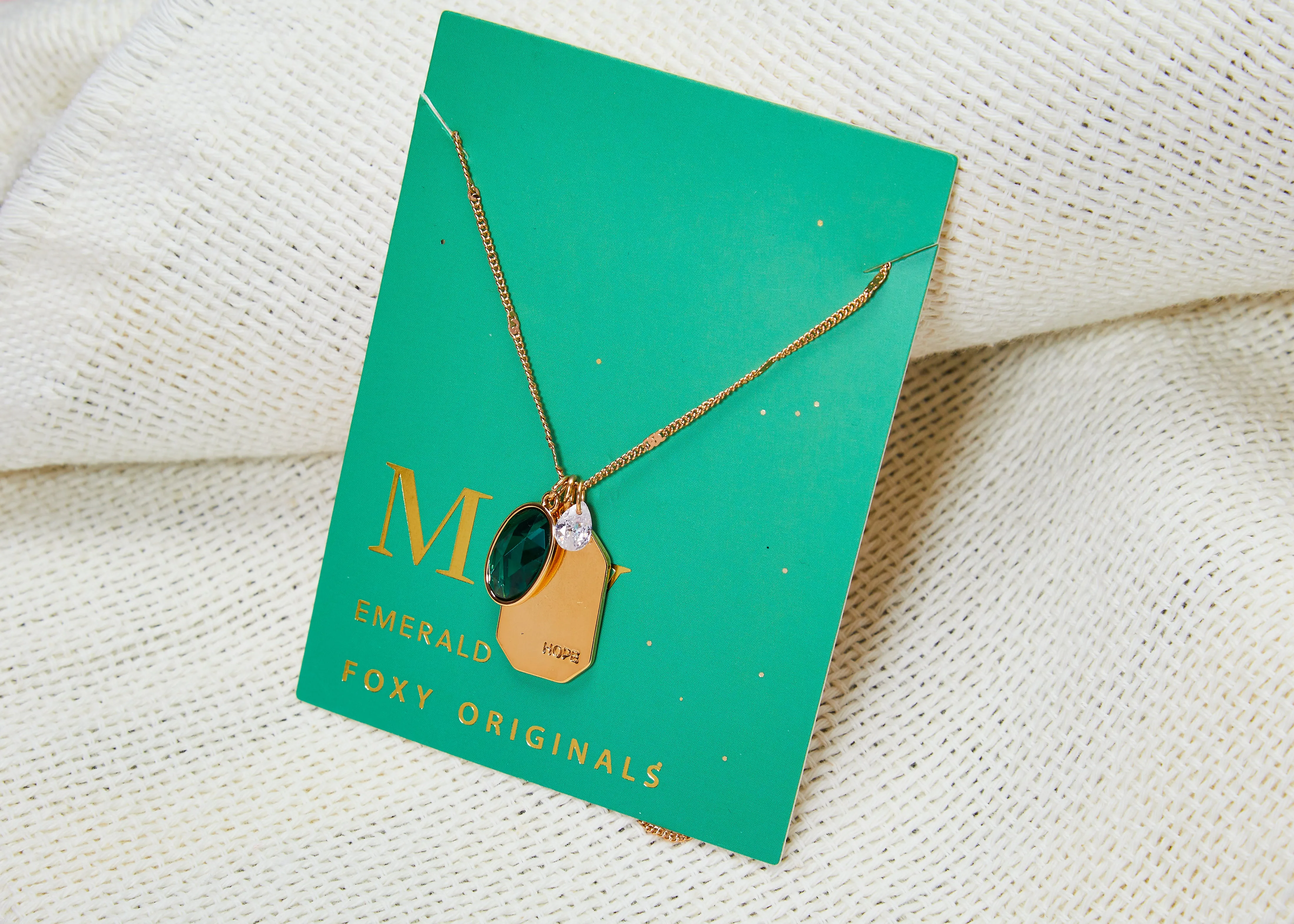 May Birthstone Necklace in Gold