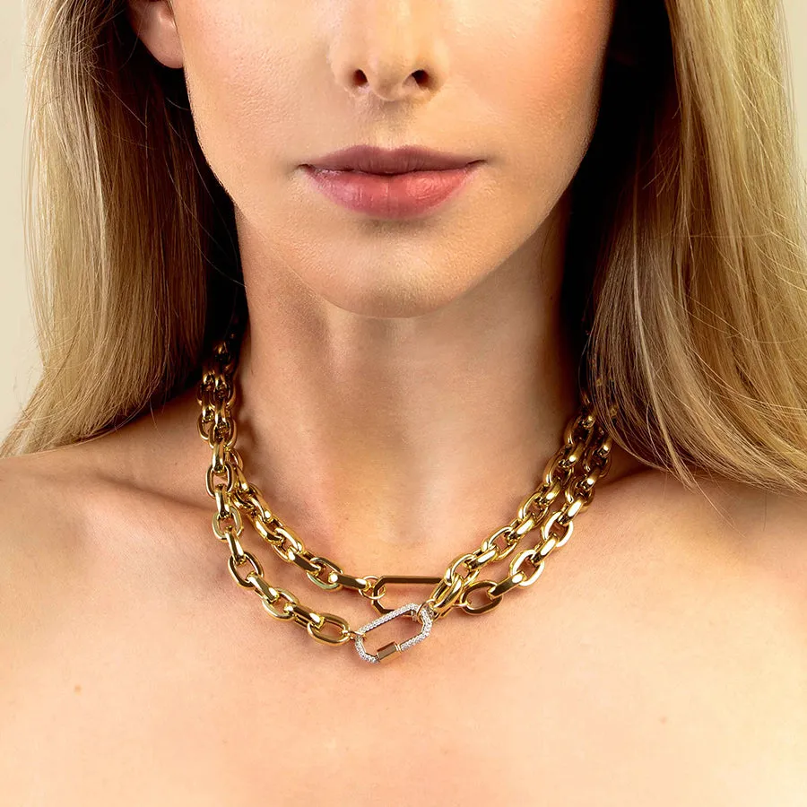 Medium Diamond Lock On Chunky Links Chain