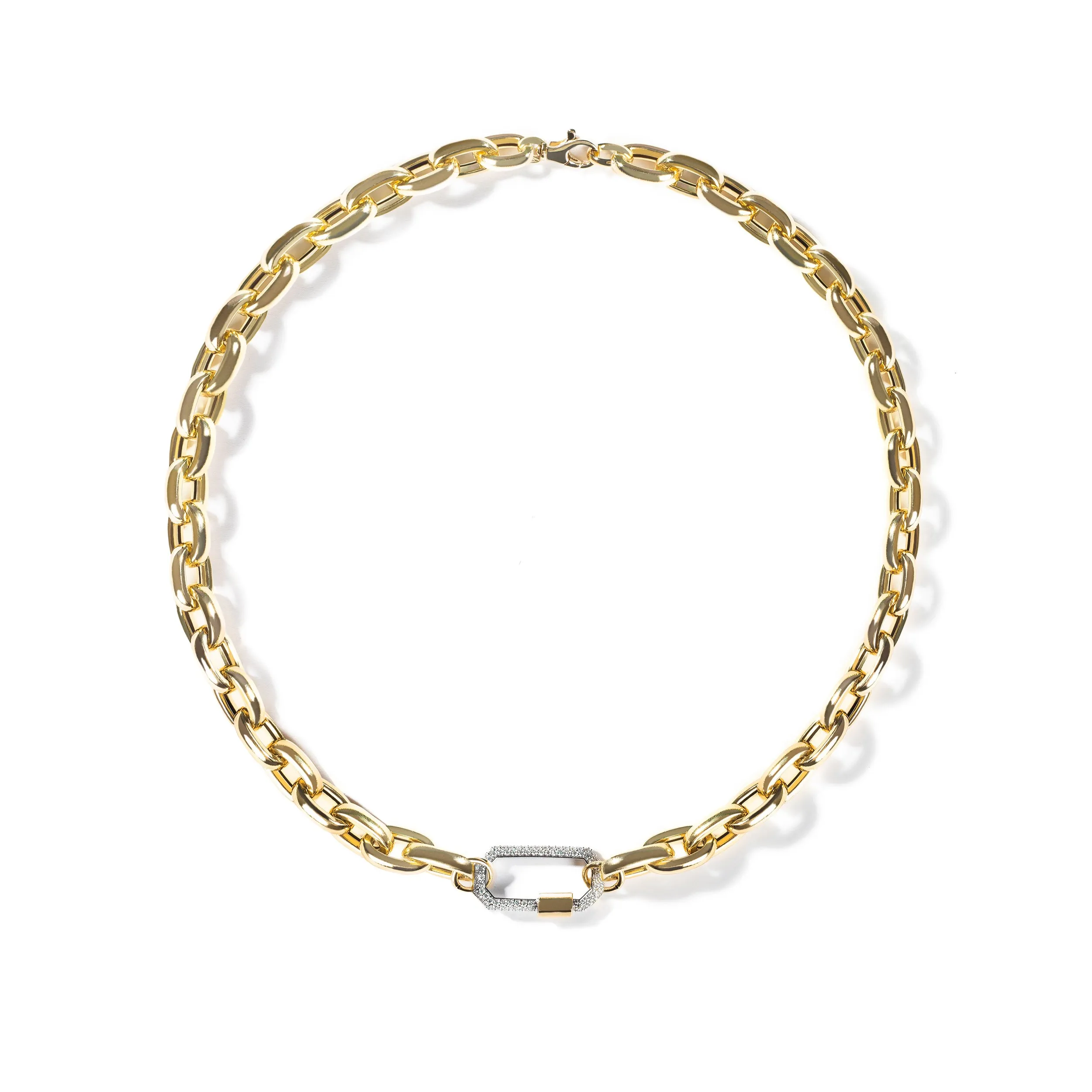 Medium Pave Diamond Lock Chunky Links Chain