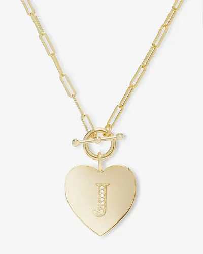 Melinda Maria Love Letters Heart Medallion Necklace 'J'