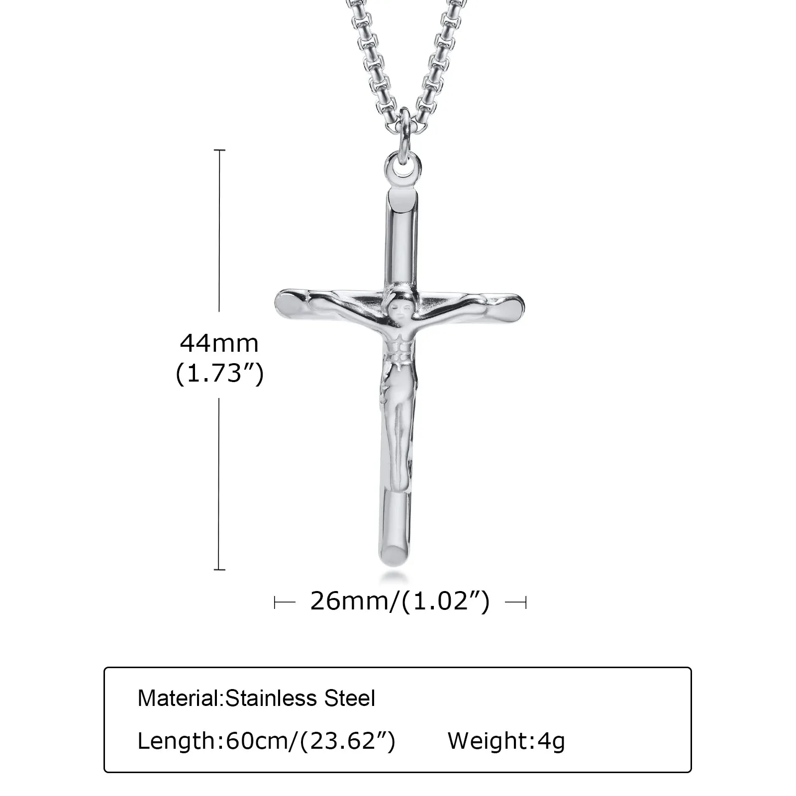 Men Catholic Jesus Christ Cross Crucifix Pendant Necklaces