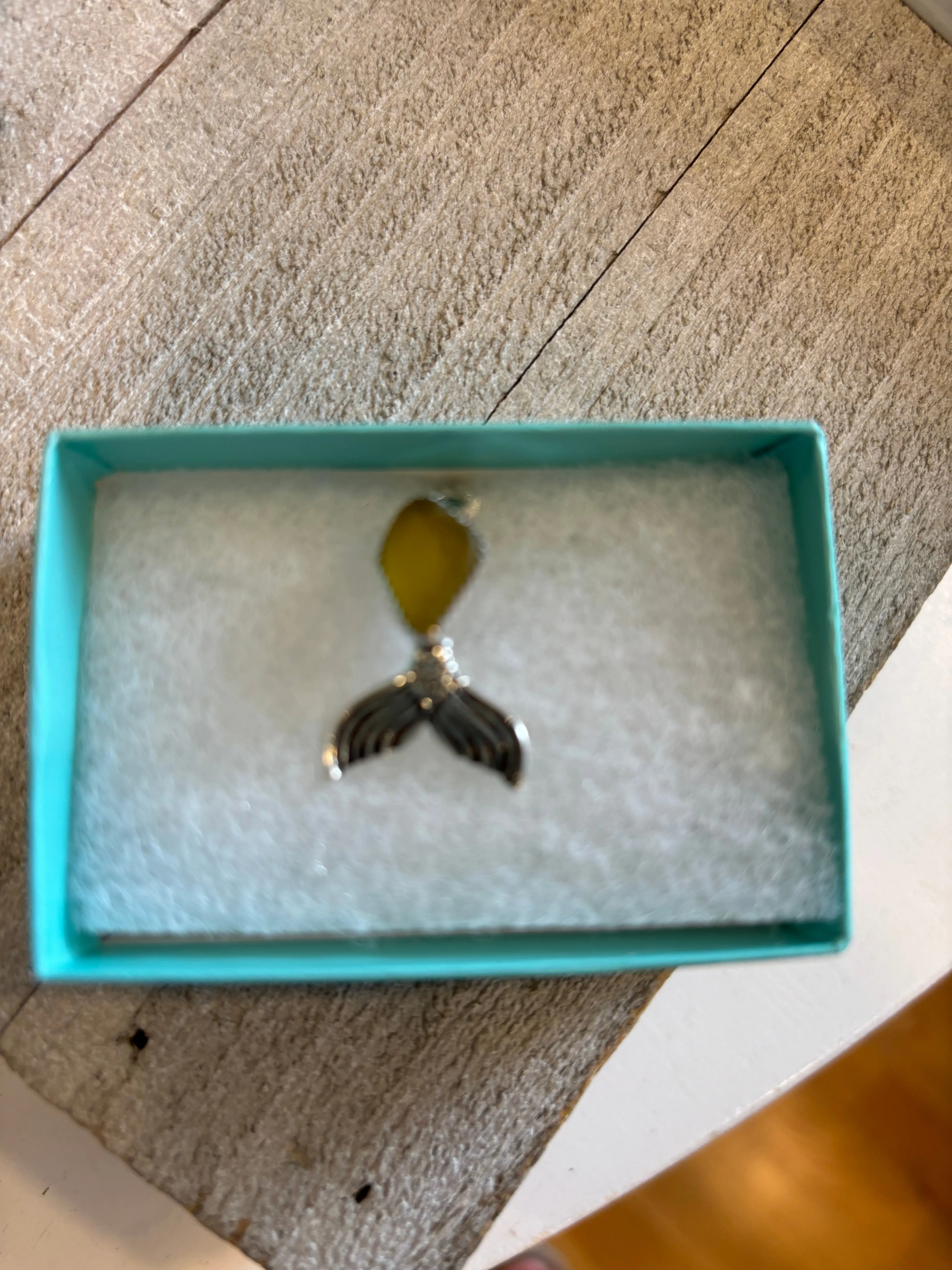 Mermaid Tail Sterling & Sea Glass Necklace