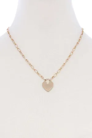 Metal Chain Heart Lock Pendant Necklace