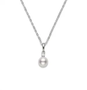 Mikimoto 18K White Gold 7mm Pearl Diamond Necklace