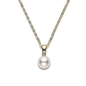 Mikimoto 18K Yellow Gold 7mm Pearl Solitaire Necklace