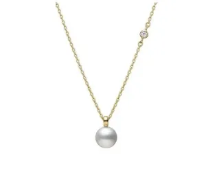 Mikimoto 18K Yellow Gold Akoya Pearl Diamond Accent Necklace