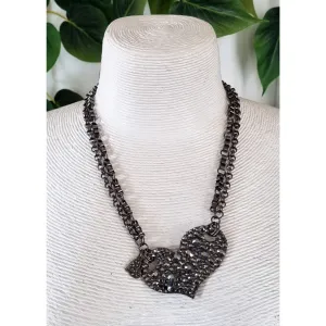 Milano Swarovski Necklace - Jet Heart