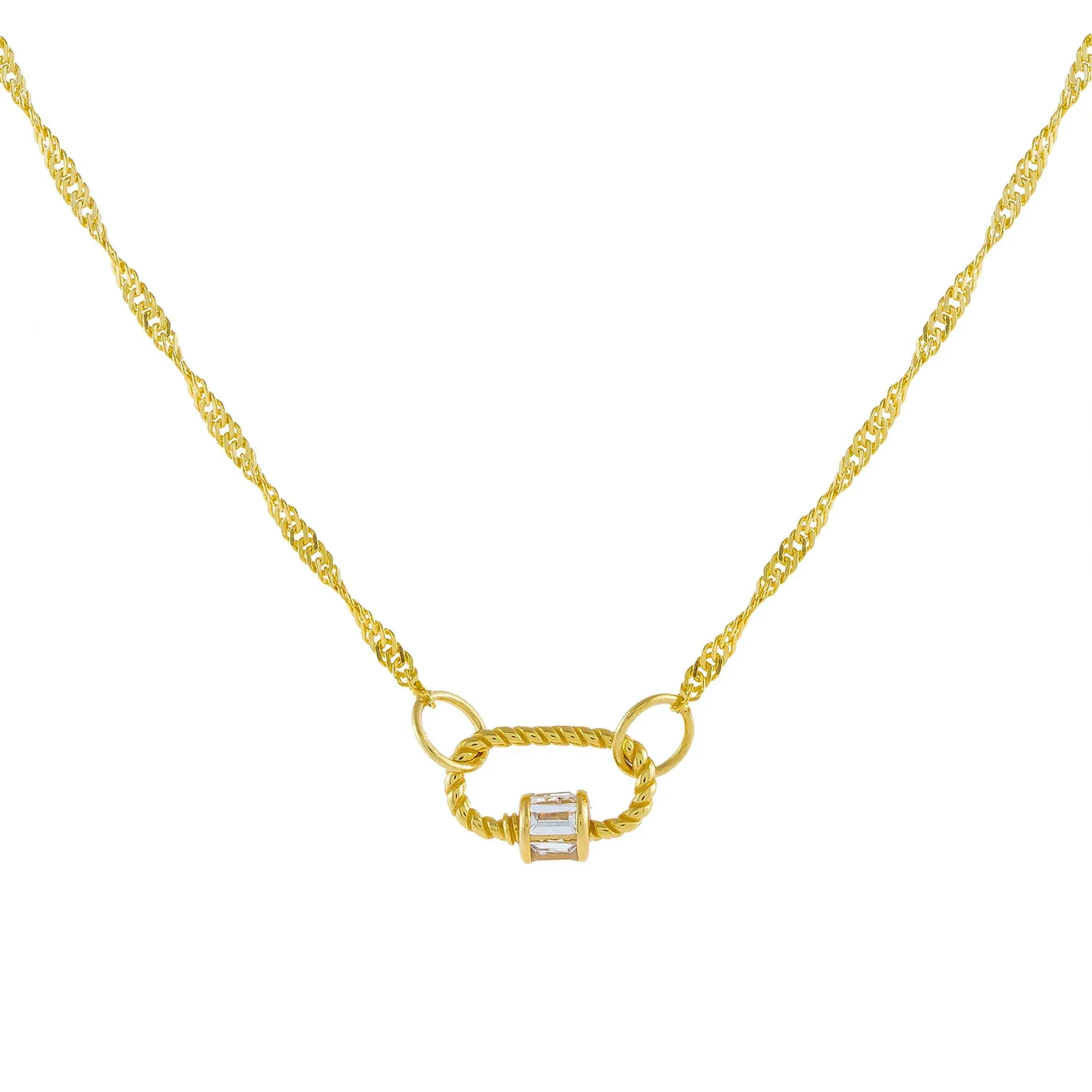 Mini Baguette Rope Toggle Singapore Necklace