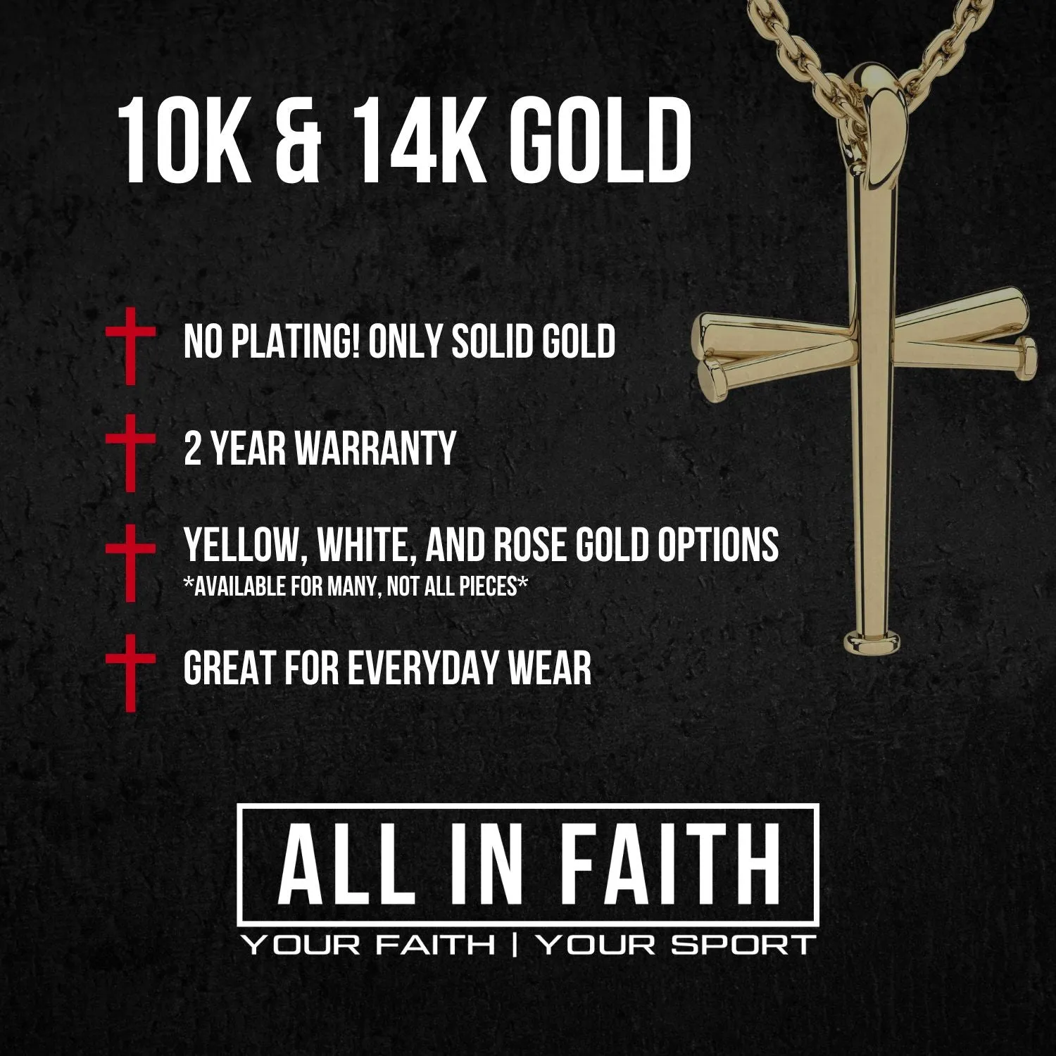 Mini Blitz Football Cross Necklace | Gold