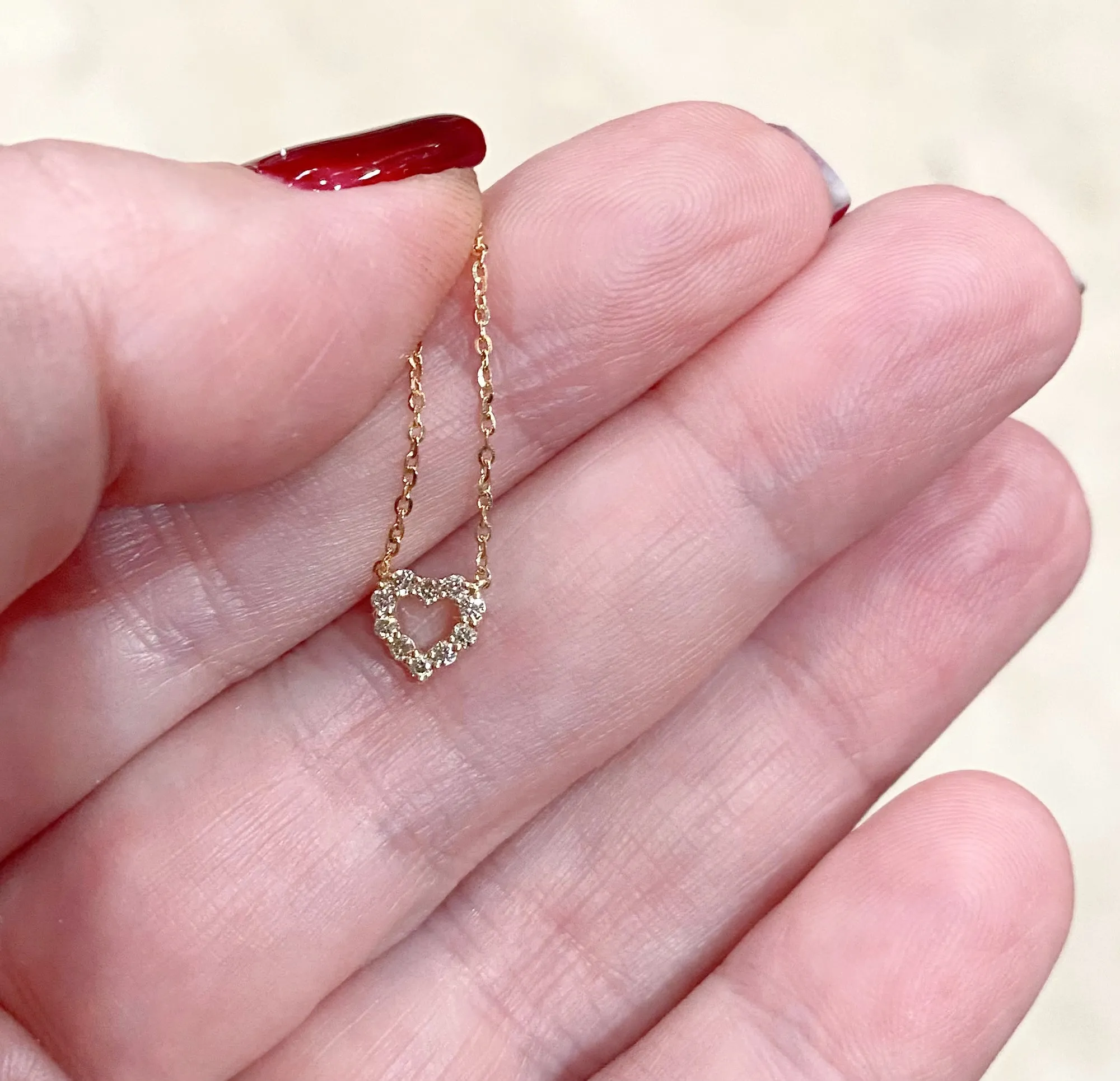 Mini Diamond Open Heart Necklace