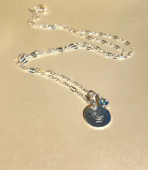 Mini Gemstone Song Bird Two Charm Necklace
