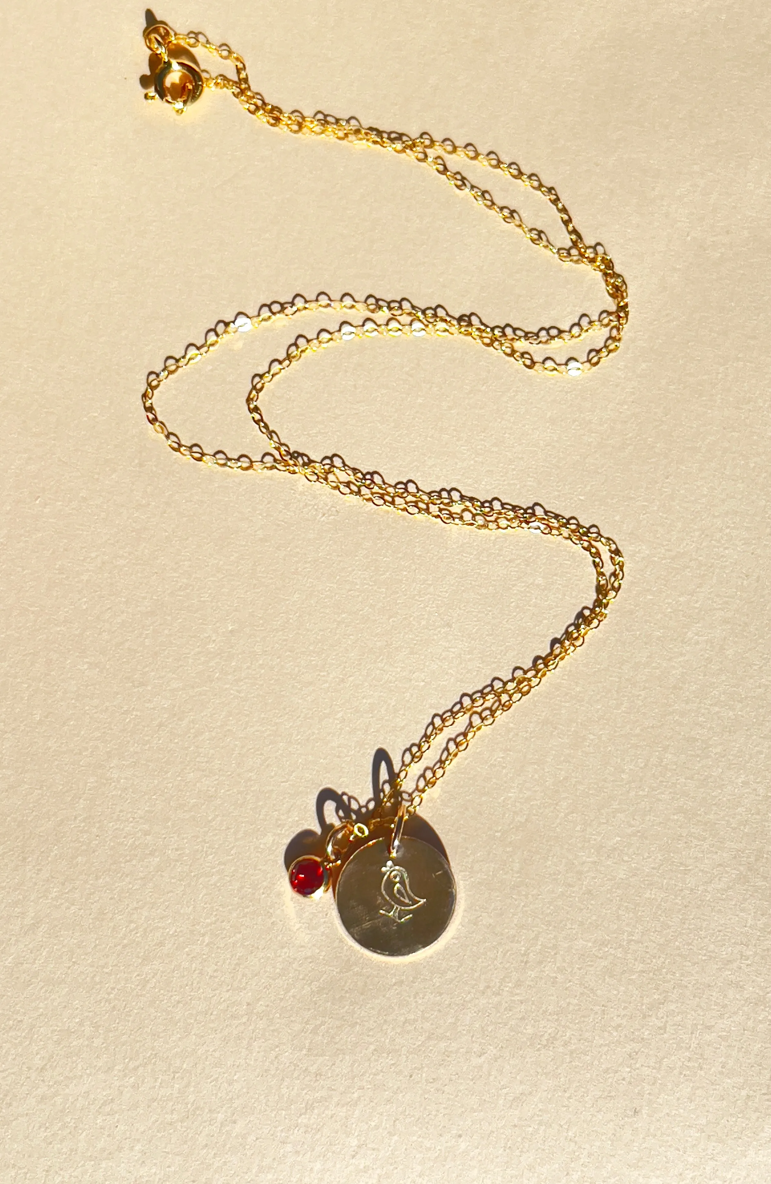 Mini Gemstone Song Bird Two Charm Necklace