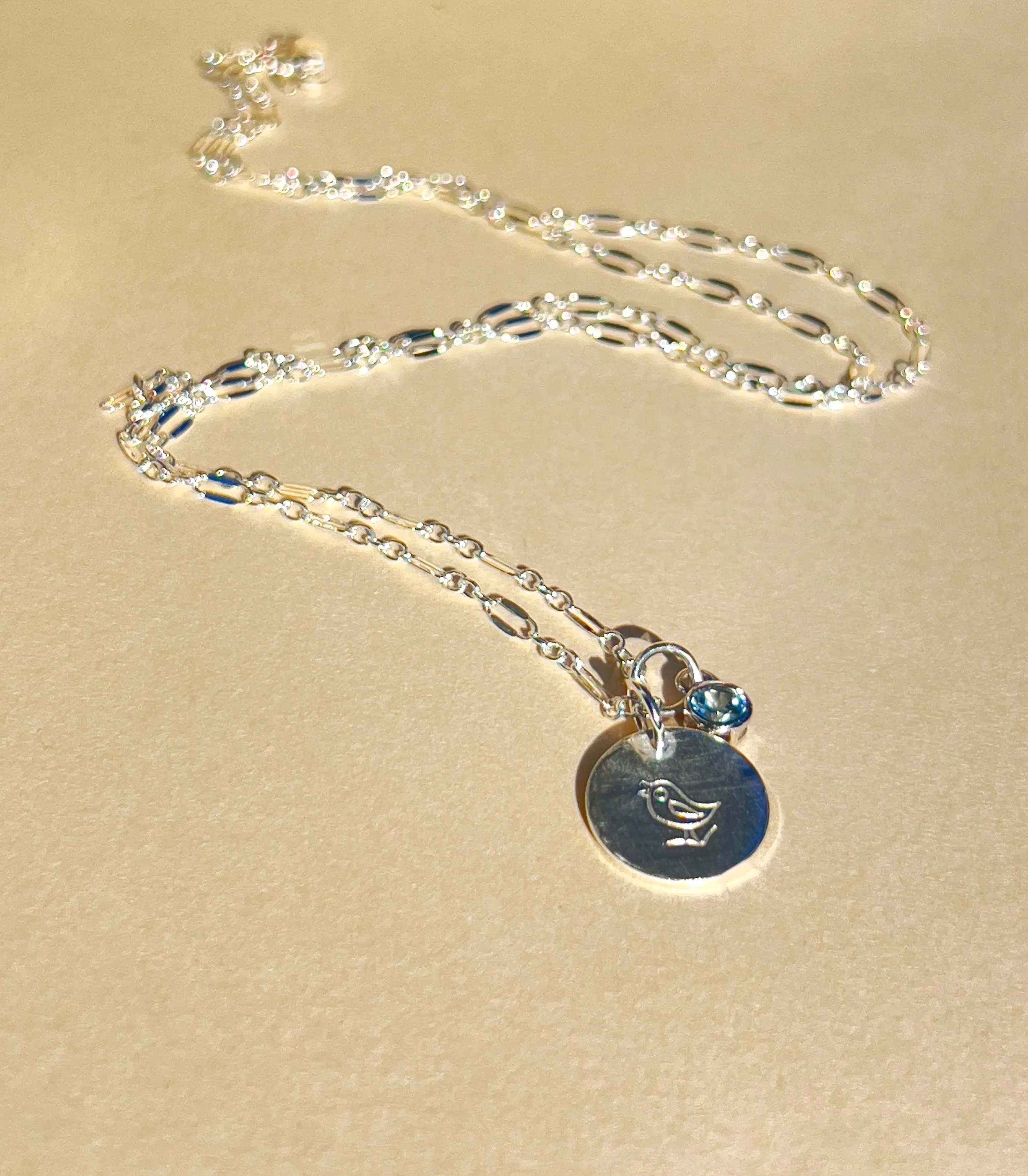 Mini Gemstone Song Bird Two Charm Necklace
