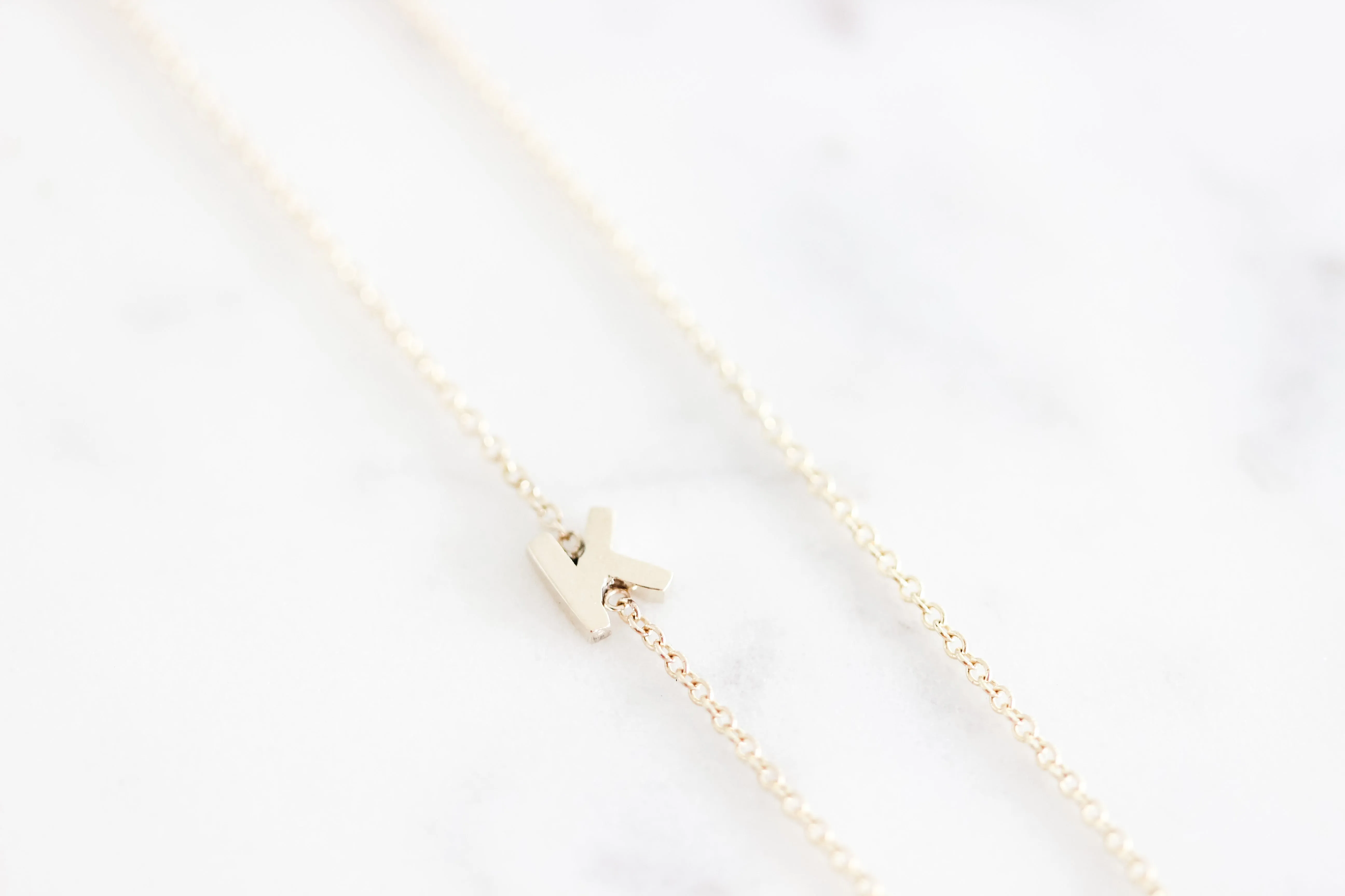 Mini Initial Solid Gold Necklace