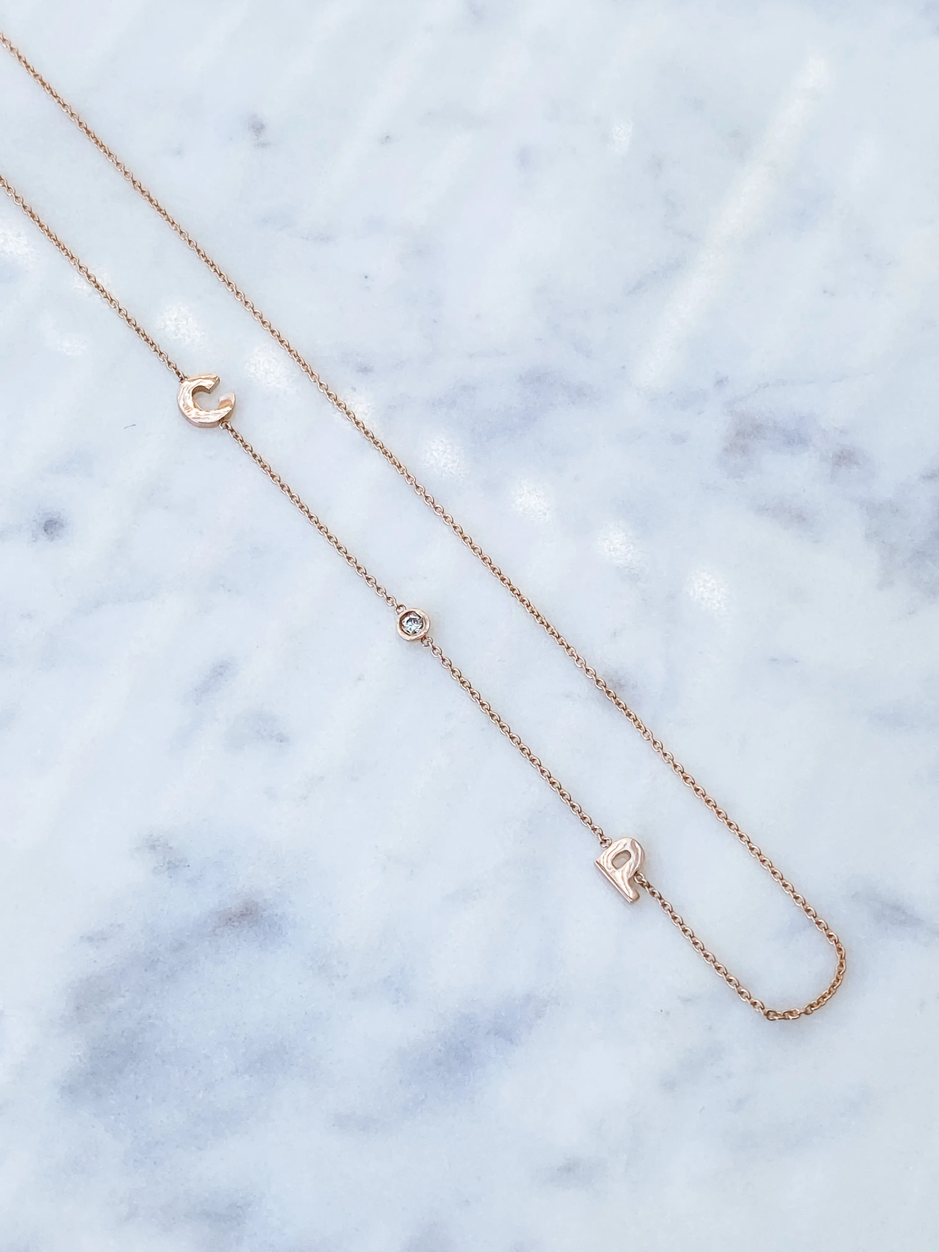 Mini Initial Solid Gold Necklace