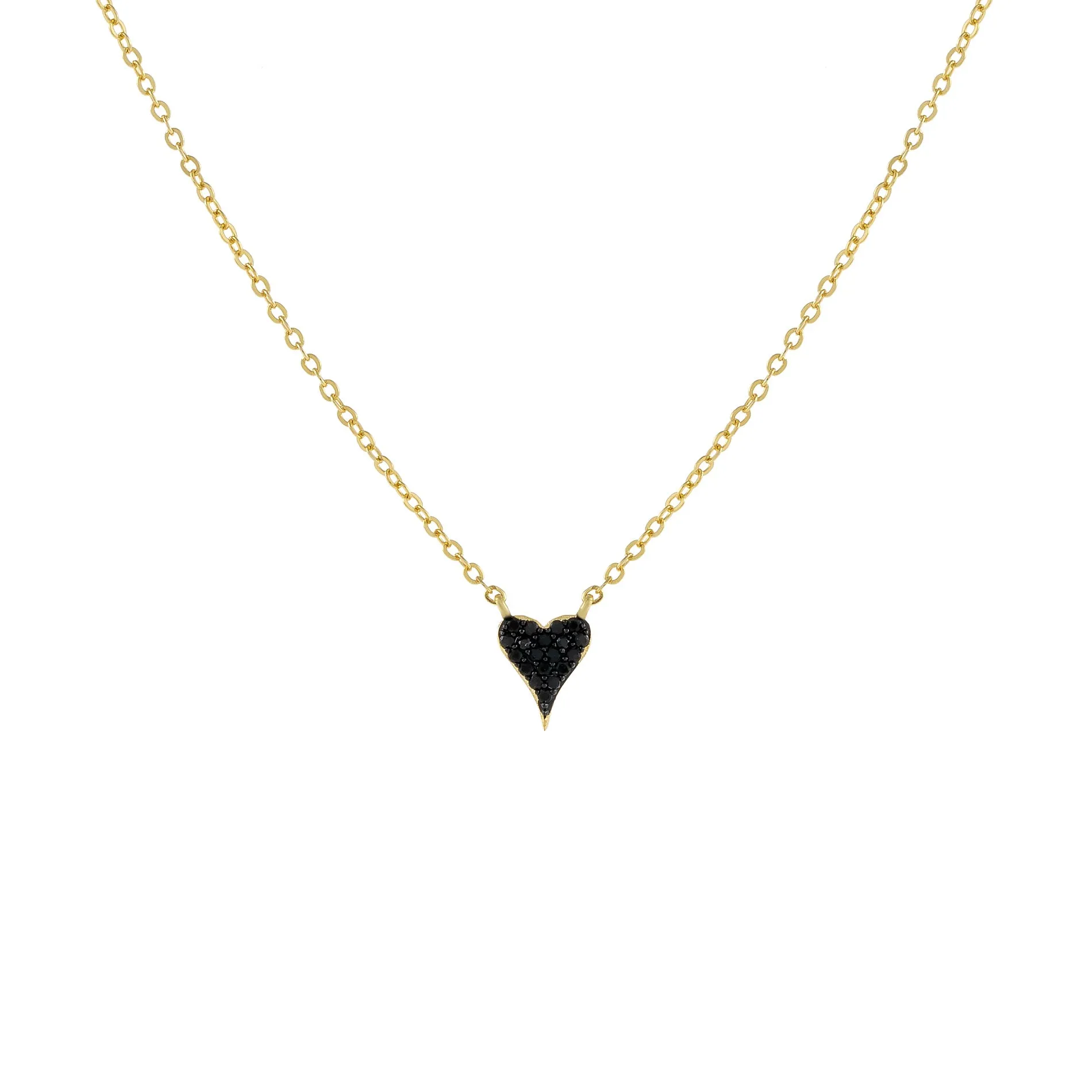 Mini Pavé Onyx Heart Necklace