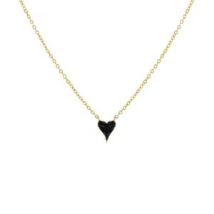 Mini Pavé Onyx Heart Necklace