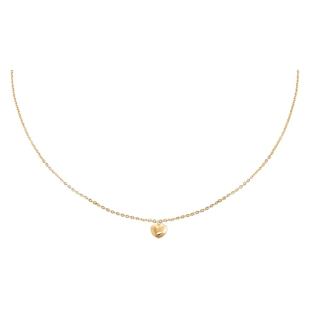 Mini Puffy Heart Necklace 14K