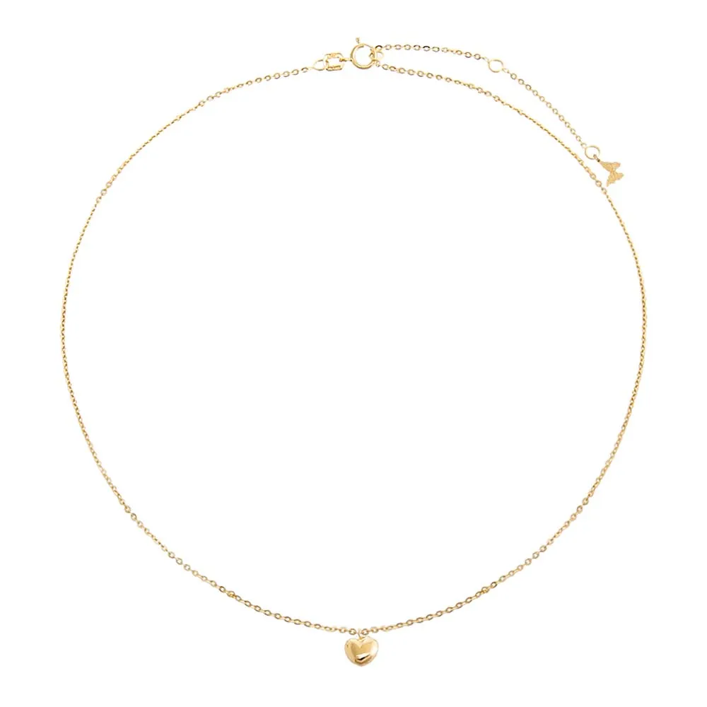 Mini Puffy Heart Necklace 14K