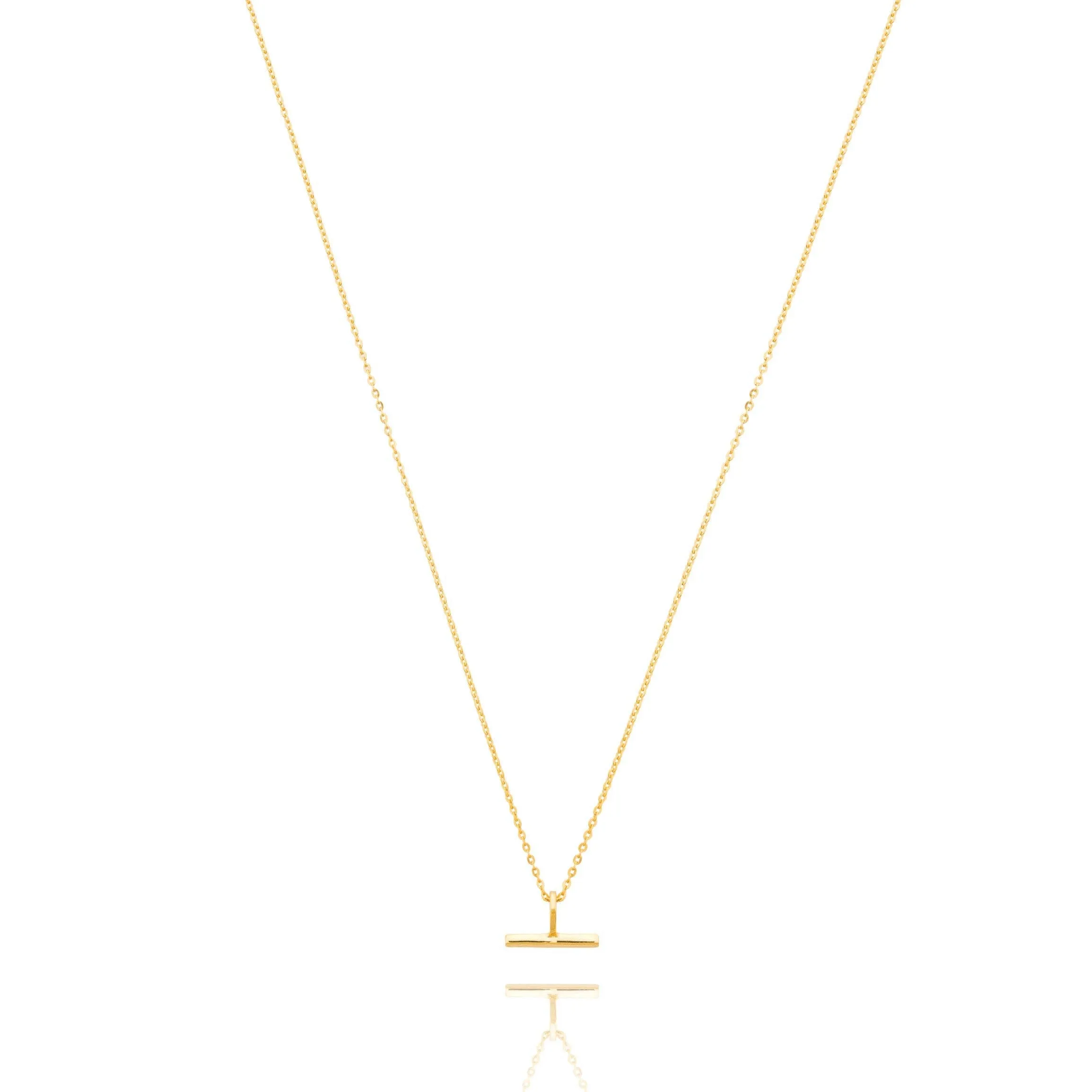 Mini T-Bar Necklace: Gold Plated Sterling Silver