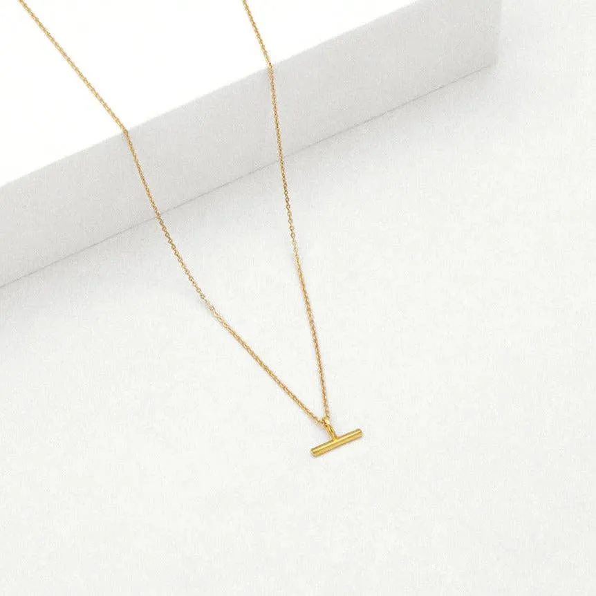 Mini T-Bar Necklace: Gold Plated Sterling Silver