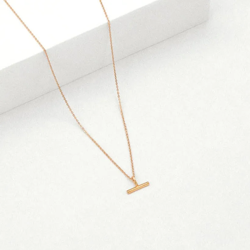 Mini T-Bar Necklace: Gold Plated Sterling Silver